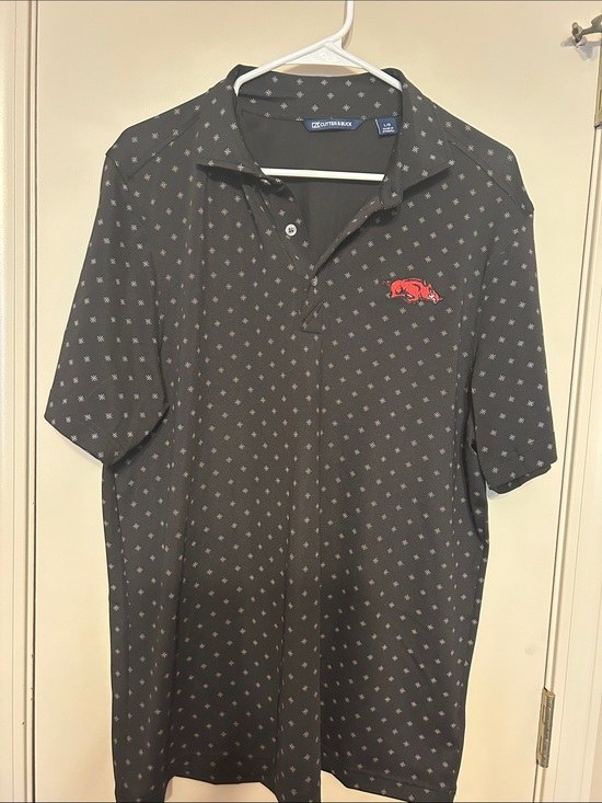 Cutter & Buck Other - Cutter & Buck Black Polo with Small Gray Diamond Print and Red Logo